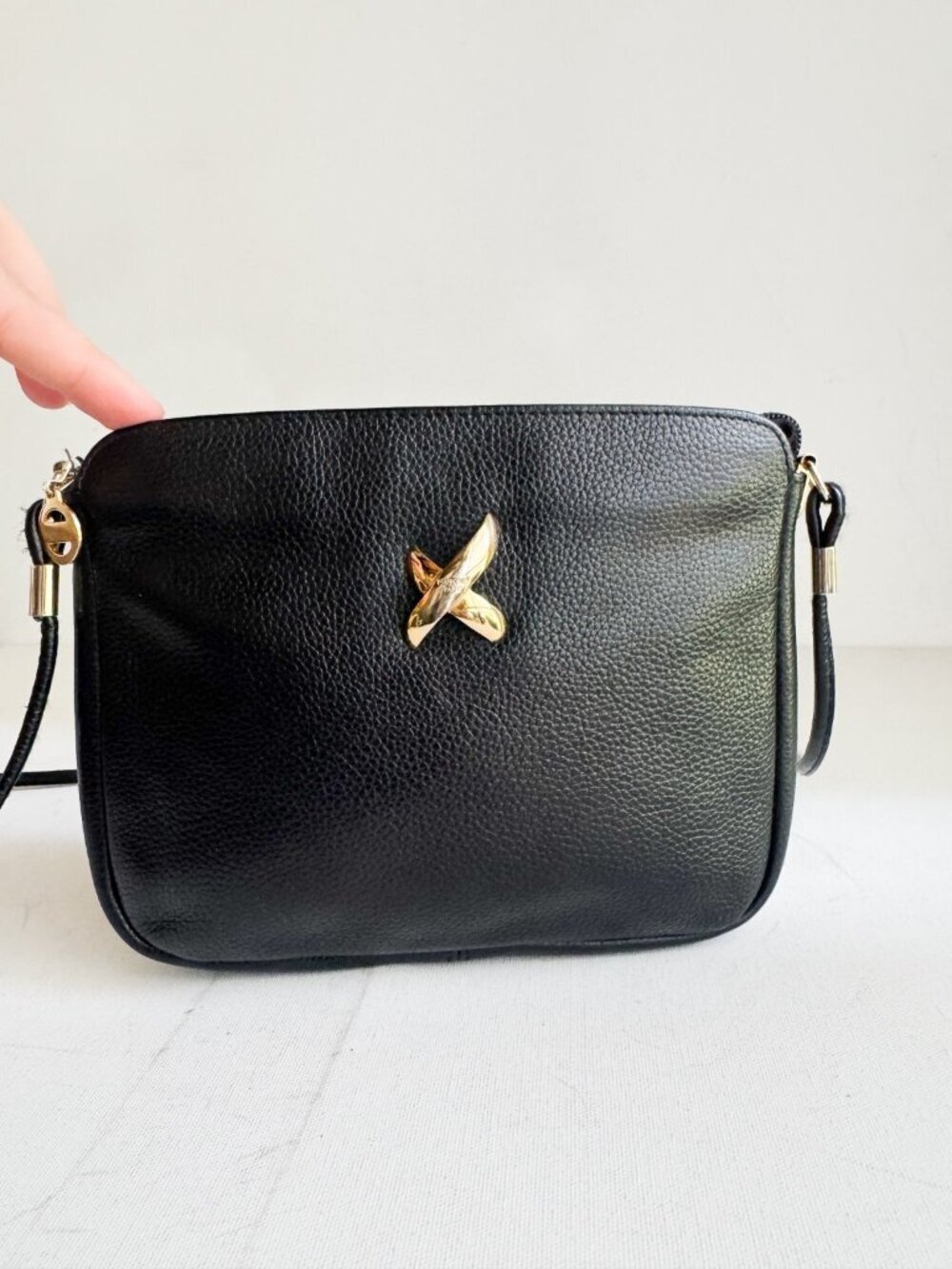 Maison Pourchet Paris Black Pebbled Leather Pouchette Bag